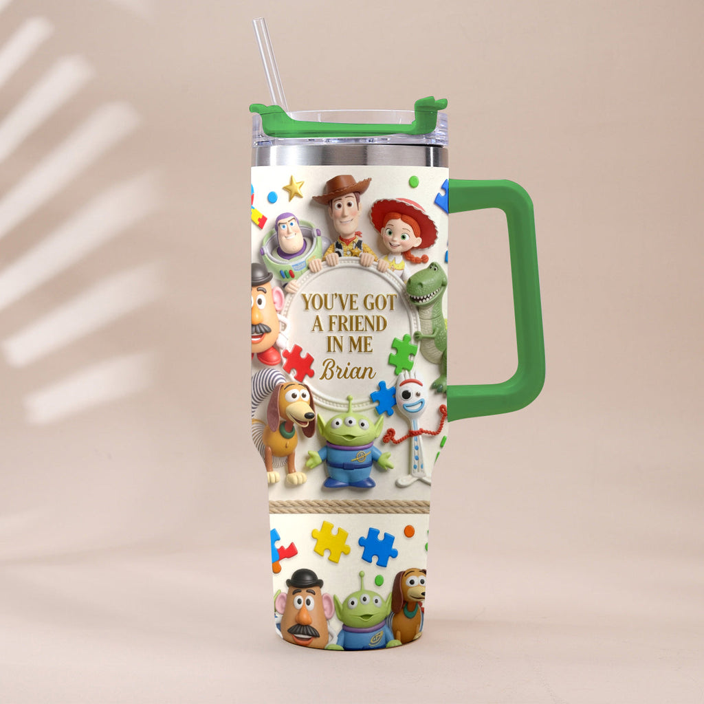 Personalized Autism Awareness Tumbler with Plush Charm Gift for Kids Tumbler With Plush Charm GradoCreations