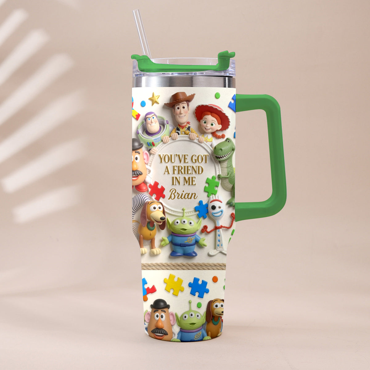 Personalized Autism Awareness Tumbler with Plush Charm Gift for Kids Tumbler With Plush Charm GradoCreations
