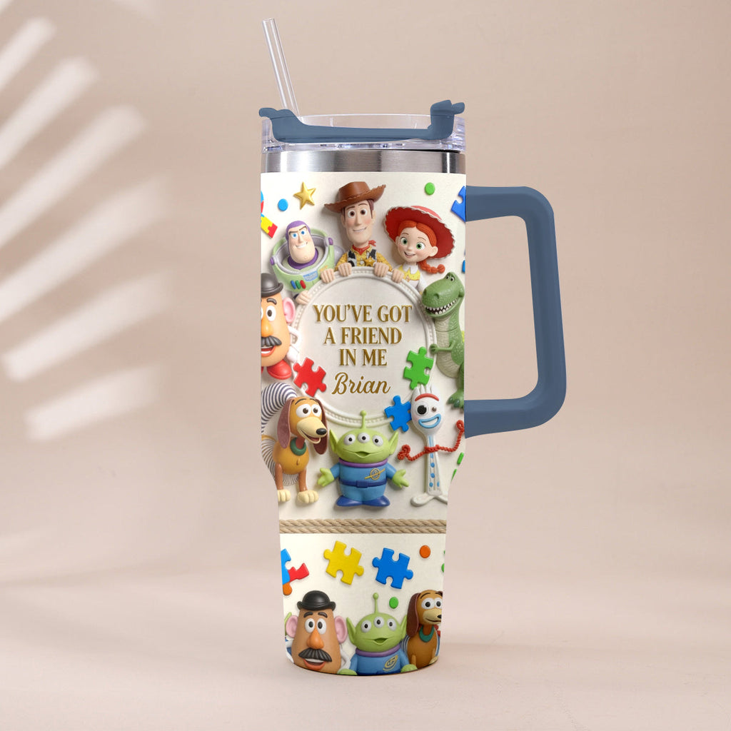 Personalized Autism Awareness Tumbler with Plush Charm Gift for Kids Tumbler With Plush Charm GradoCreations
