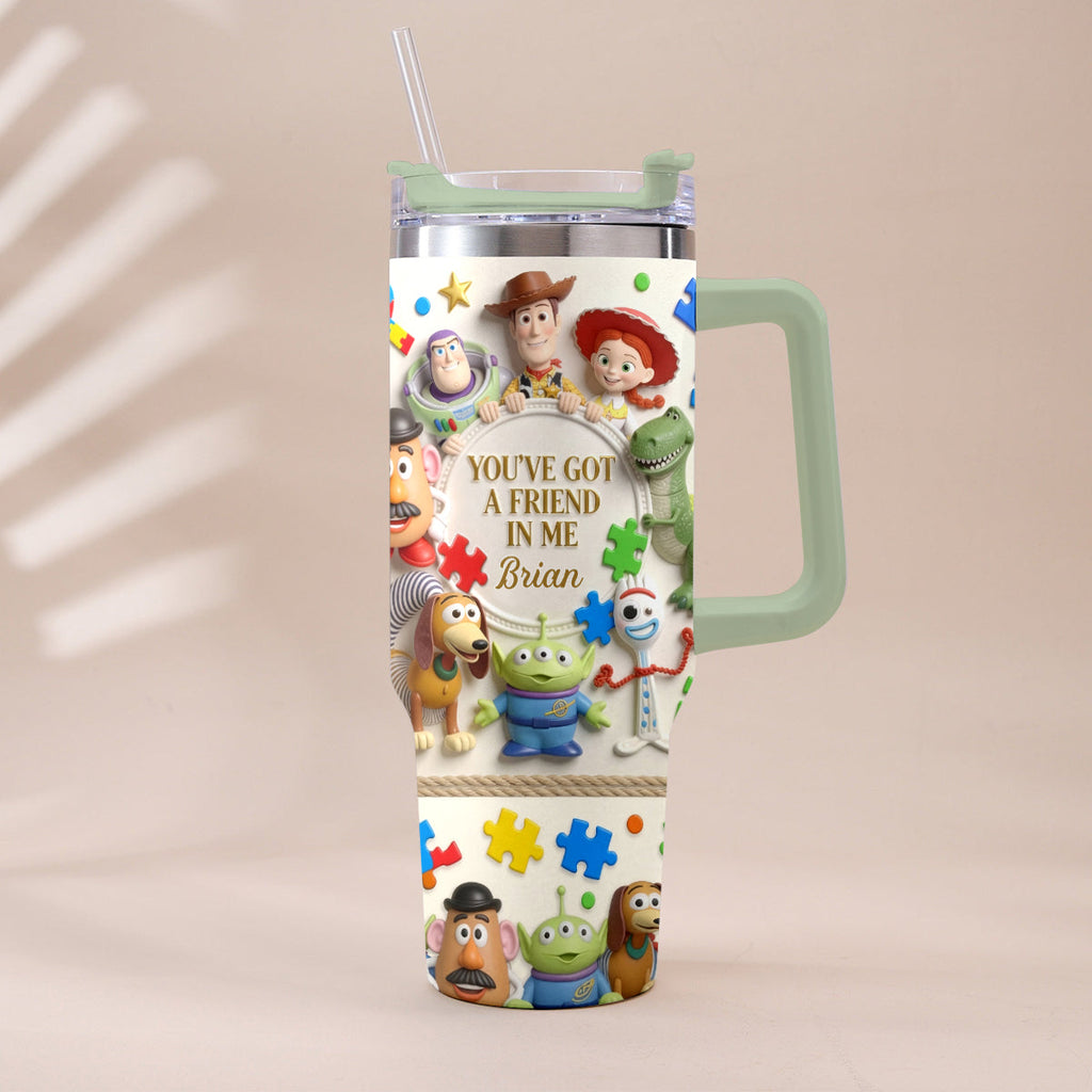 Personalized Autism Awareness Tumbler with Plush Charm Gift for Kids Tumbler With Plush Charm GradoCreations