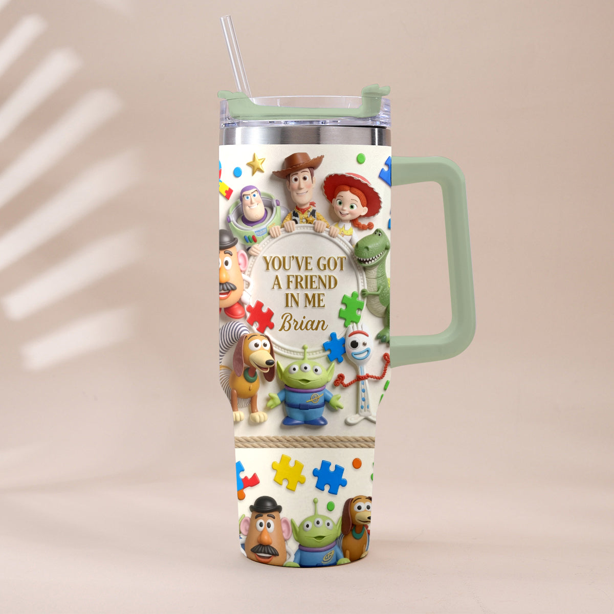 Personalized Autism Awareness Tumbler with Plush Charm Gift for Kids Tumbler With Plush Charm GradoCreations