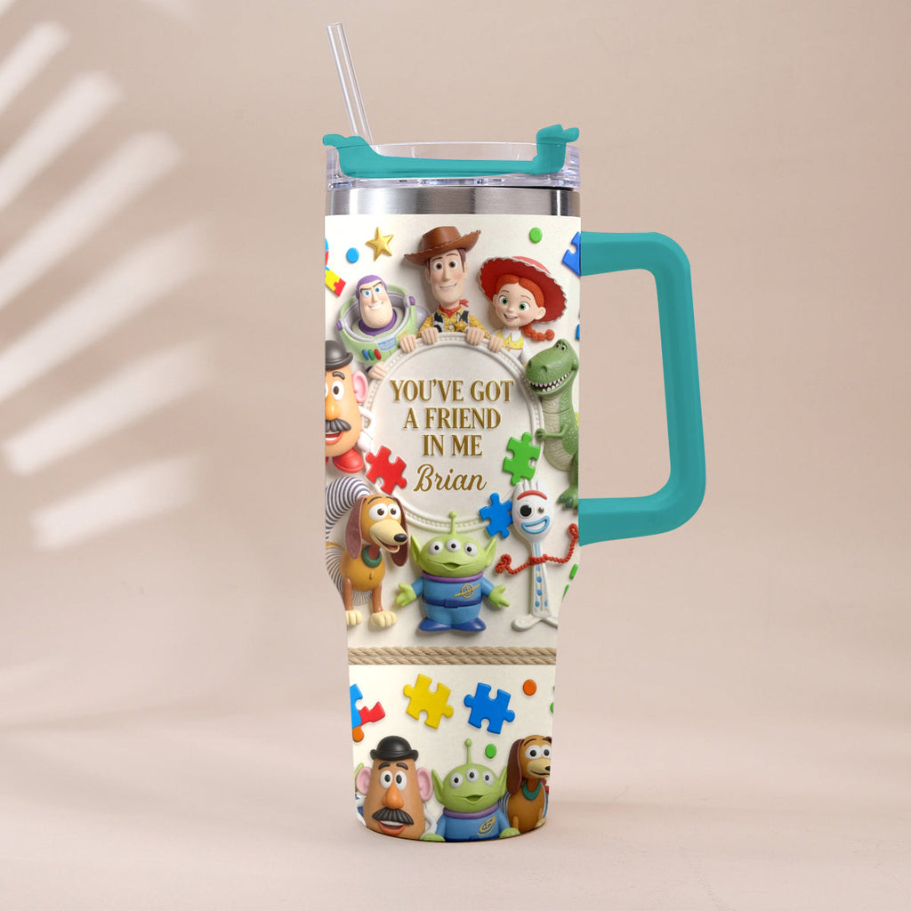 Personalized Autism Awareness Tumbler with Plush Charm Gift for Kids Tumbler With Plush Charm GradoCreations