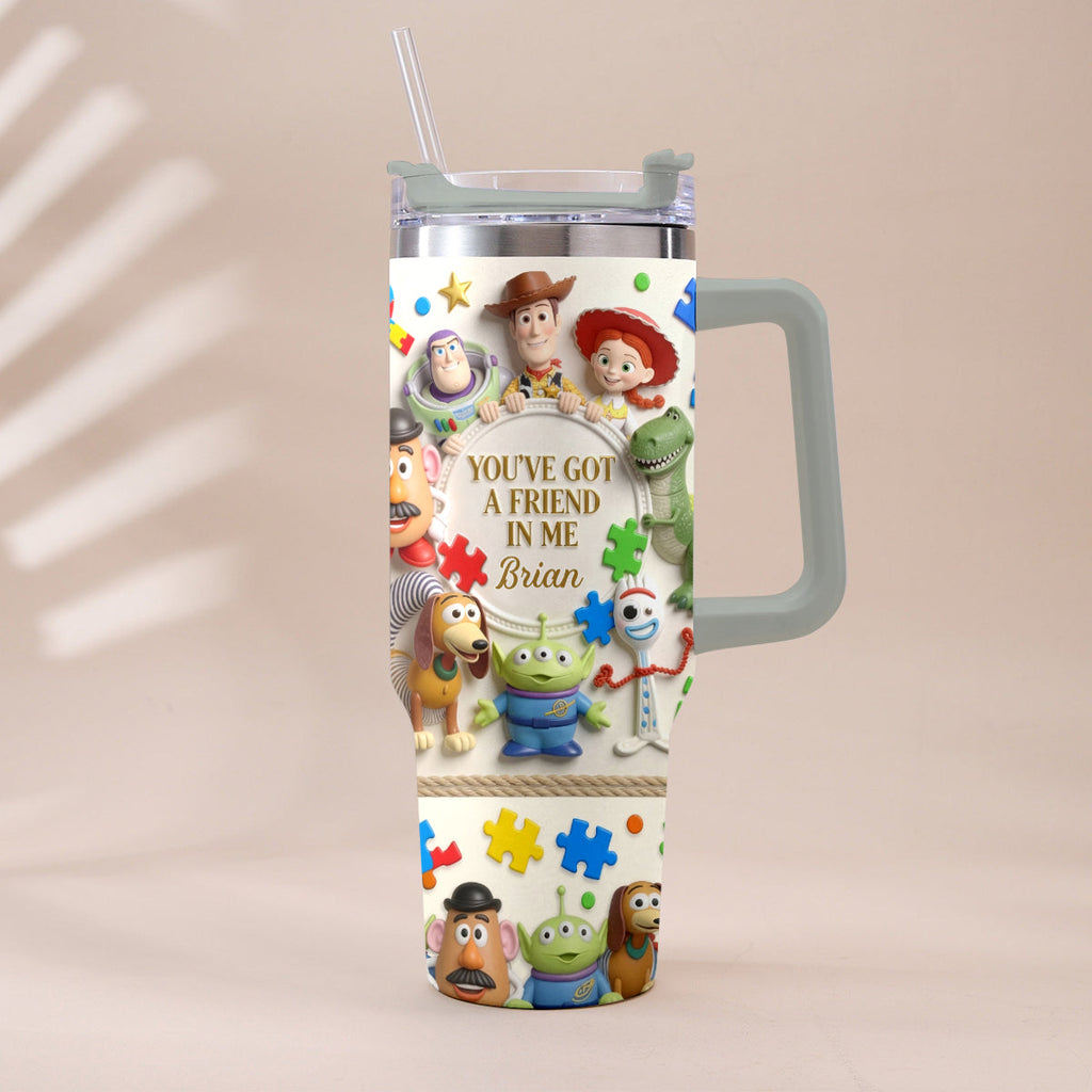 Personalized Autism Awareness Tumbler with Plush Charm Gift for Kids Tumbler With Plush Charm GradoCreations