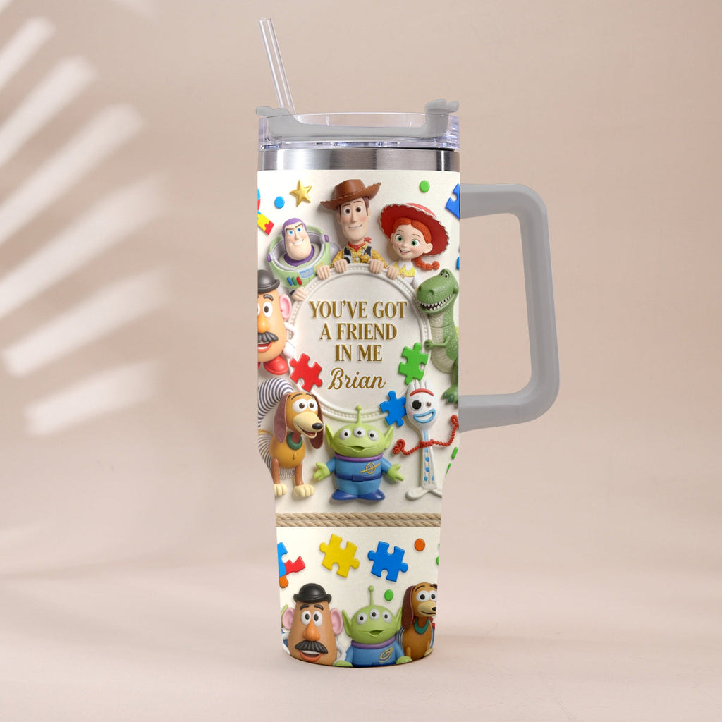 Personalized Autism Awareness Tumbler with Plush Charm Gift for Kids Tumbler With Plush Charm GradoCreations