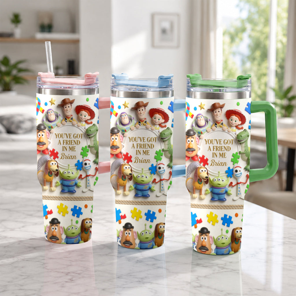 Personalized Autism Awareness Tumbler with Plush Charm Gift for Kids Tumbler With Plush Charm GradoCreations