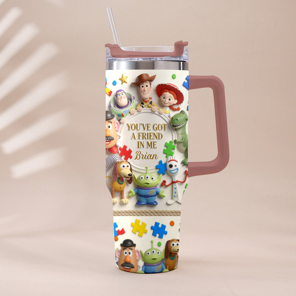 Personalized Autism Awareness Tumbler with Plush Charm Gift for Kids Tumbler With Plush Charm GradoCreations