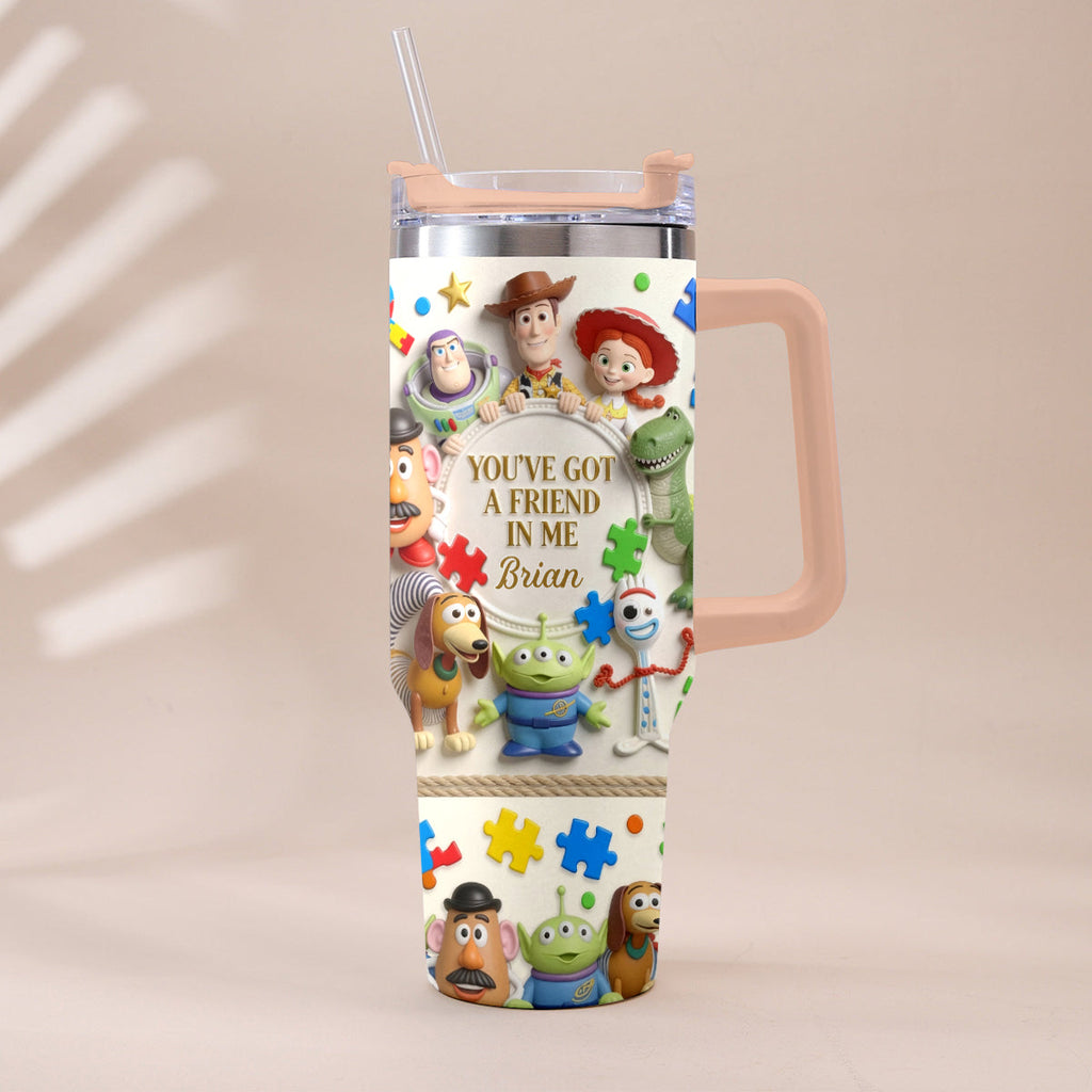 Personalized Autism Awareness Tumbler with Plush Charm Gift for Kids Tumbler With Plush Charm GradoCreations