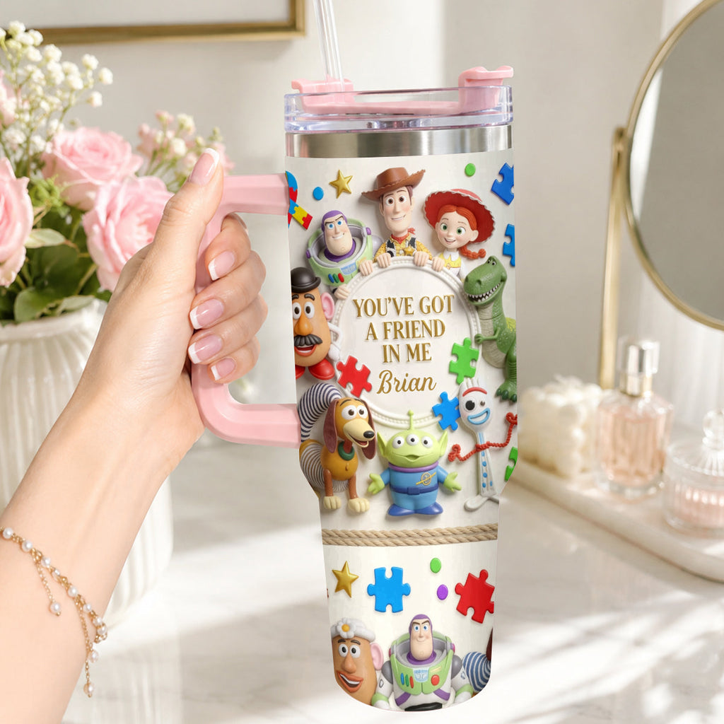 Personalized Autism Awareness Tumbler with Plush Charm Gift for Kids Tumbler With Plush Charm GradoCreations