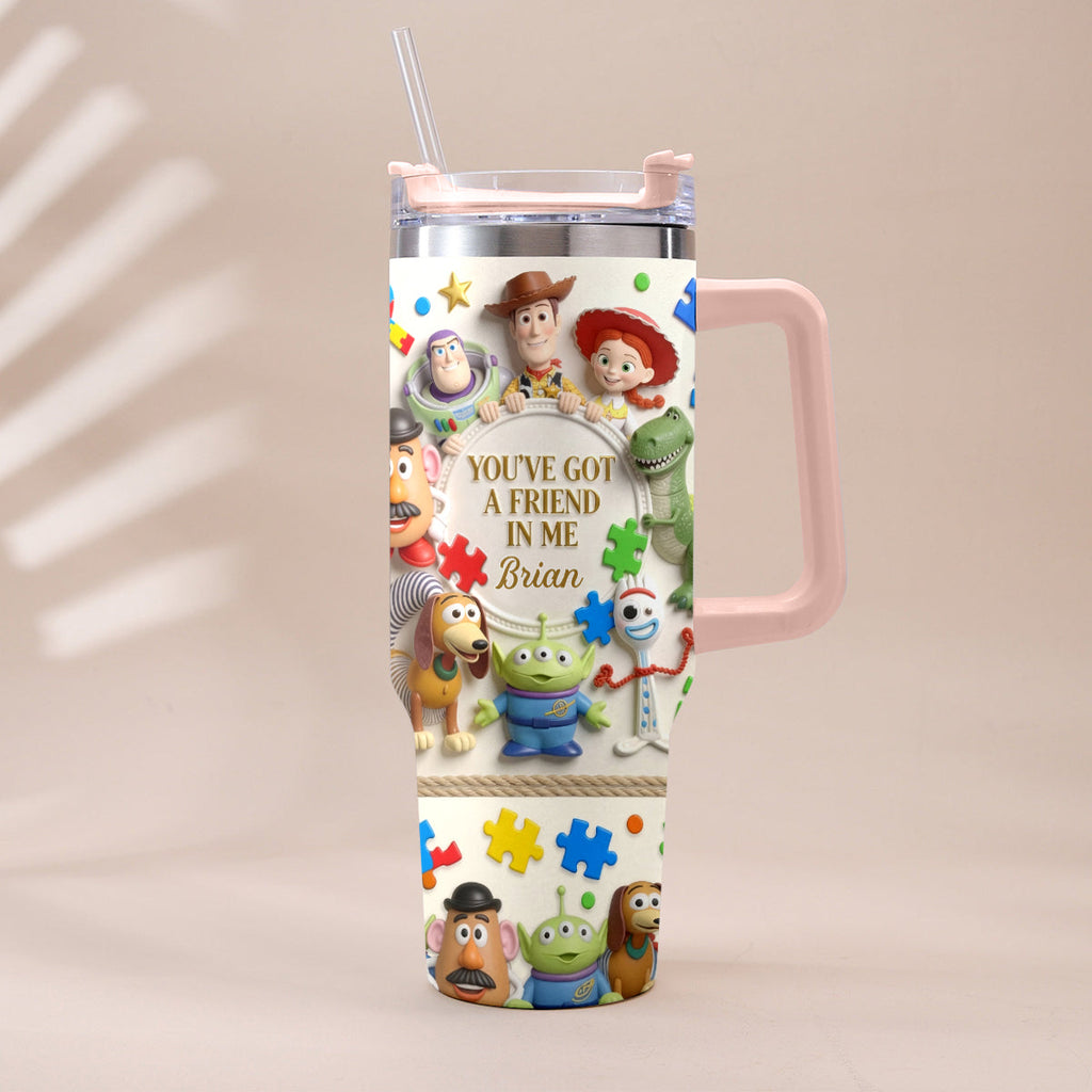 Personalized Autism Awareness Tumbler with Plush Charm Gift for Kids Tumbler With Plush Charm GradoCreations