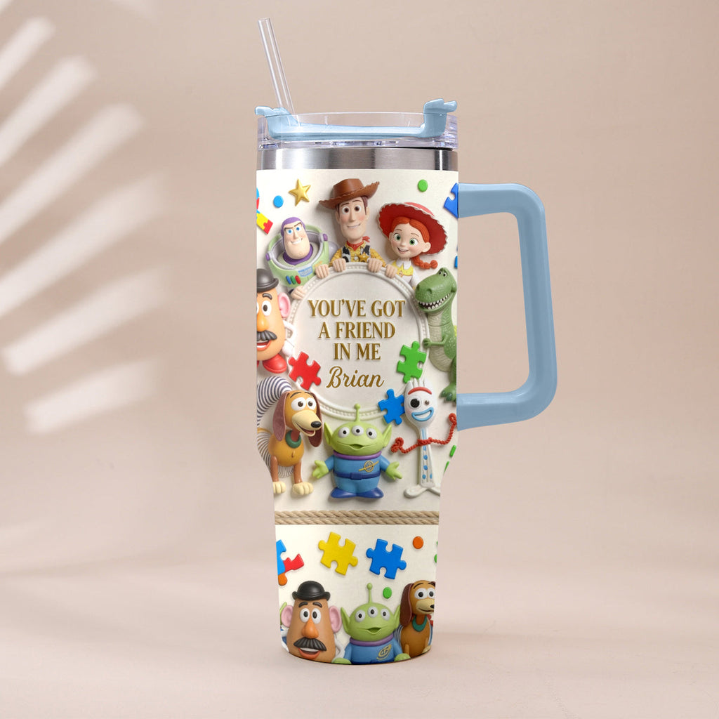 Personalized Autism Awareness Tumbler with Plush Charm Gift for Kids Tumbler With Plush Charm GradoCreations
