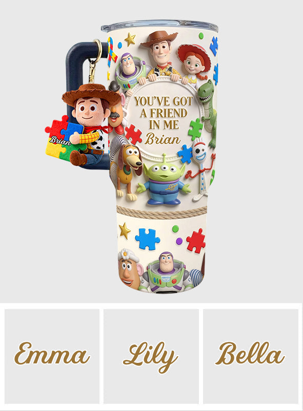 Personalized Autism Awareness Tumbler with Plush Charm Gift for Kids Tumbler With Plush Charm GradoCreations
