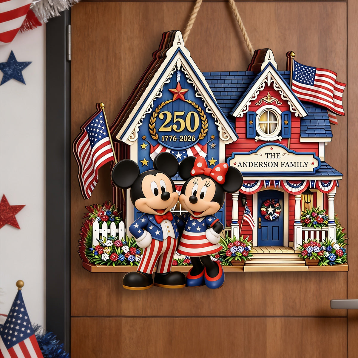 Personalized Mickey Mouse Shaped Wood Sign for 250th Anniversary Gift Wood Sign GradoCreations