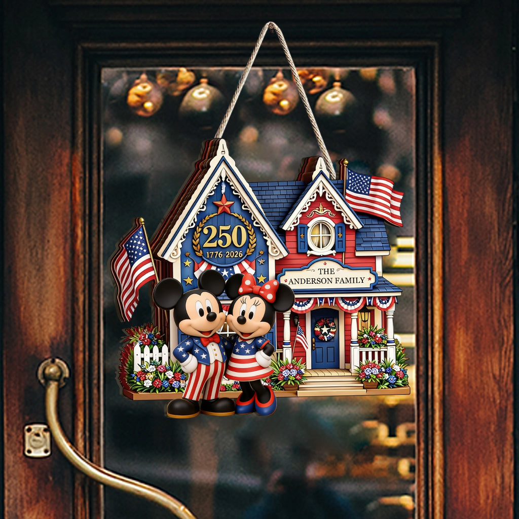 Personalized Mickey Mouse Shaped Wood Sign for 250th Anniversary Gift Wood Sign GradoCreations