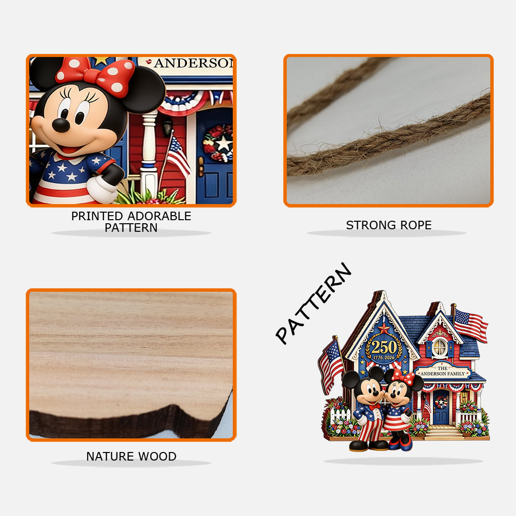Personalized Mickey Mouse Shaped Wood Sign for 250th Anniversary Gift Wood Sign GradoCreations