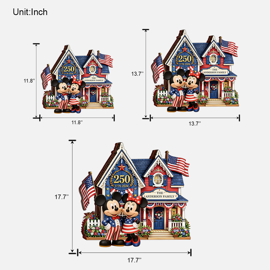 Personalized Mickey Mouse Shaped Wood Sign for 250th Anniversary Gift Wood Sign GradoCreations
