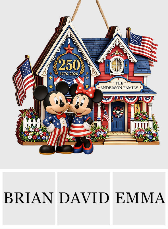 Personalized Mickey Mouse Shaped Wood Sign for 250th Anniversary Gift Wood Sign GradoCreations