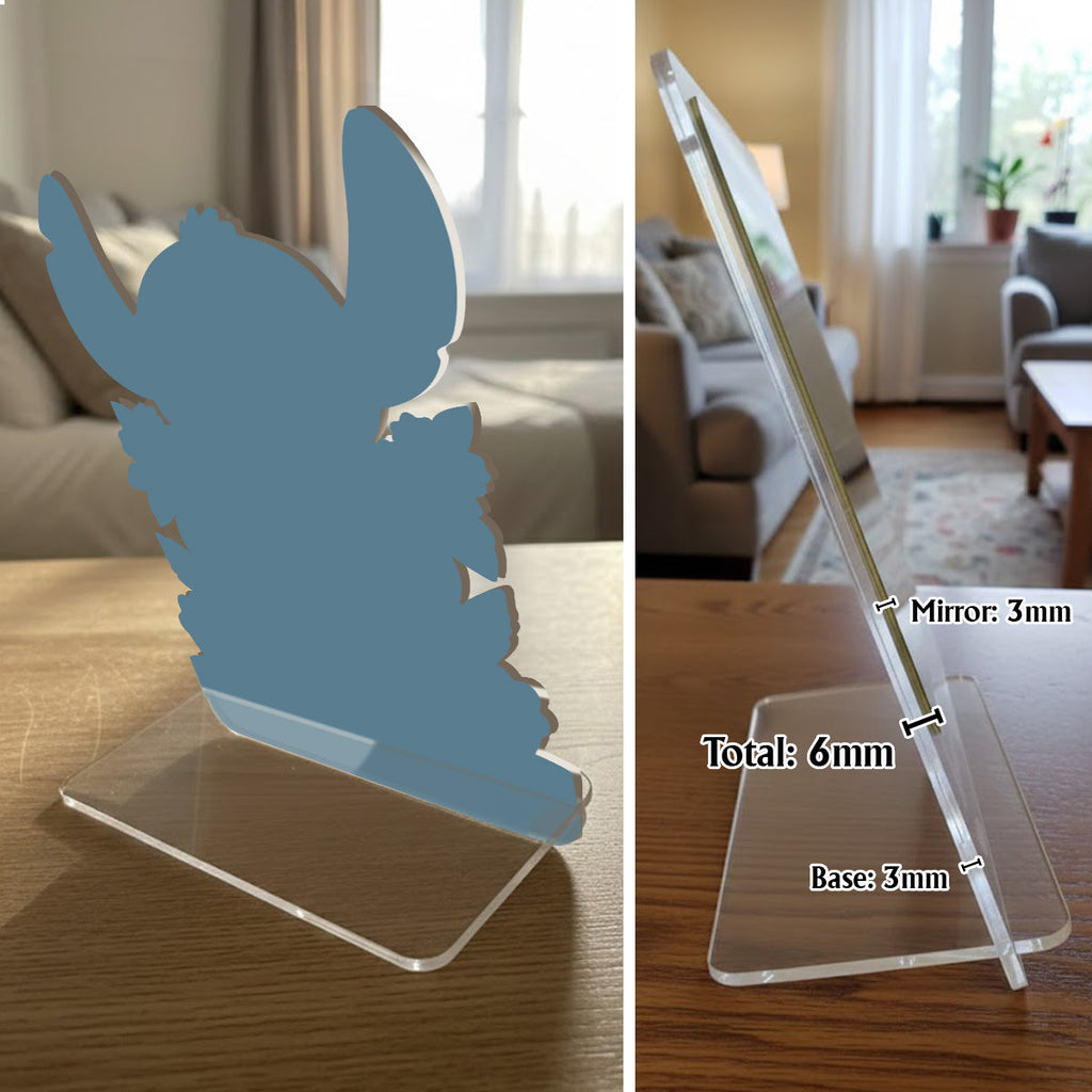 Personalized Desk Mirror with Custom Name - Cute Stitch Design Desk Mirror GradoCreations