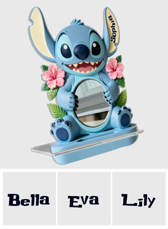 Personalized Desk Mirror with Custom Name - Cute Stitch Design Desk Mirror GradoCreations