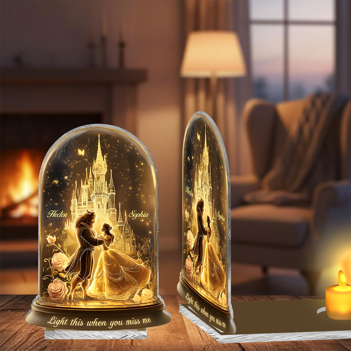 Personalized Beauty and the Beast Candle Holder Sign for Home Decor Candle Holder Sign GradoCreations