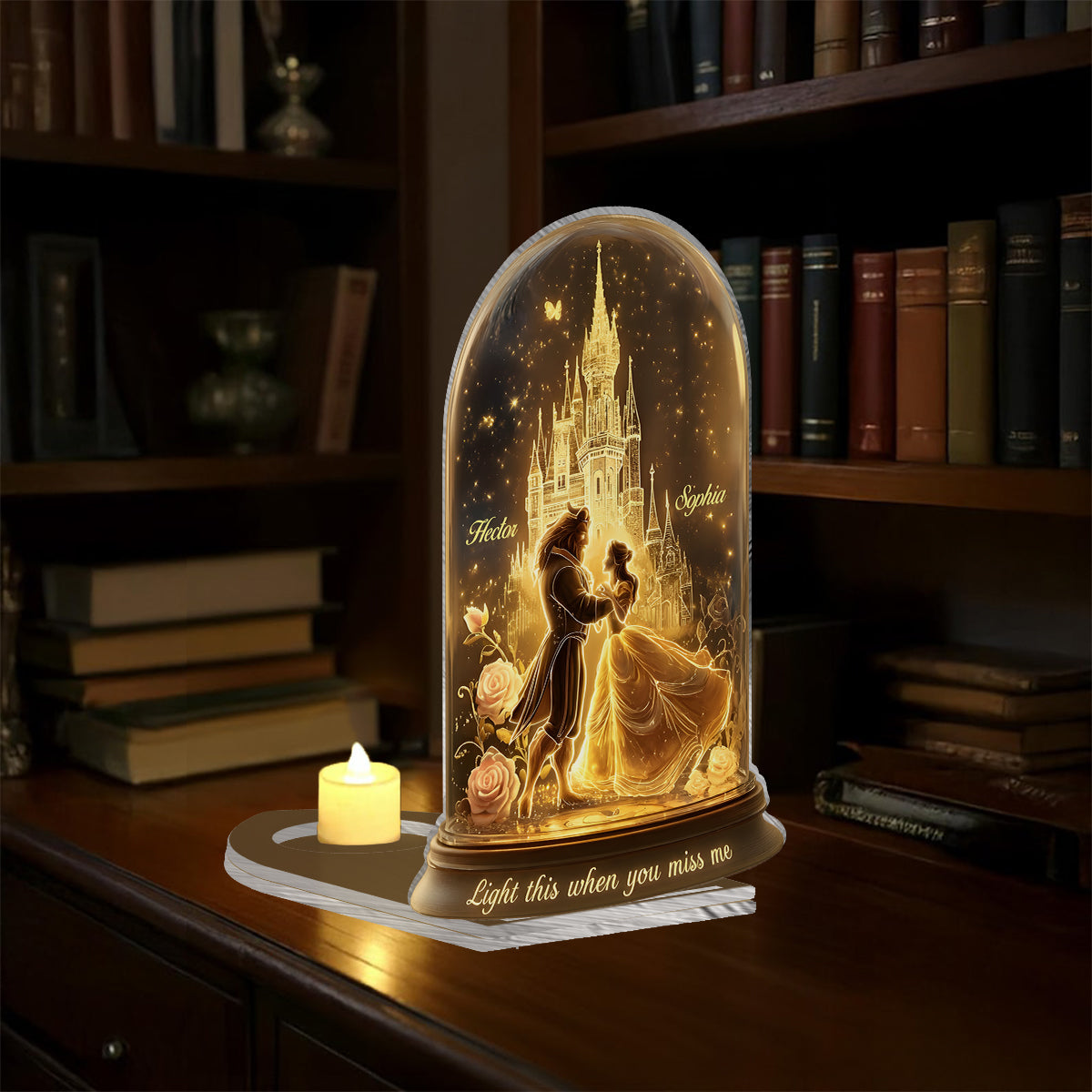 Personalized Beauty and the Beast Candle Holder Sign for Home Decor Candle Holder Sign GradoCreations