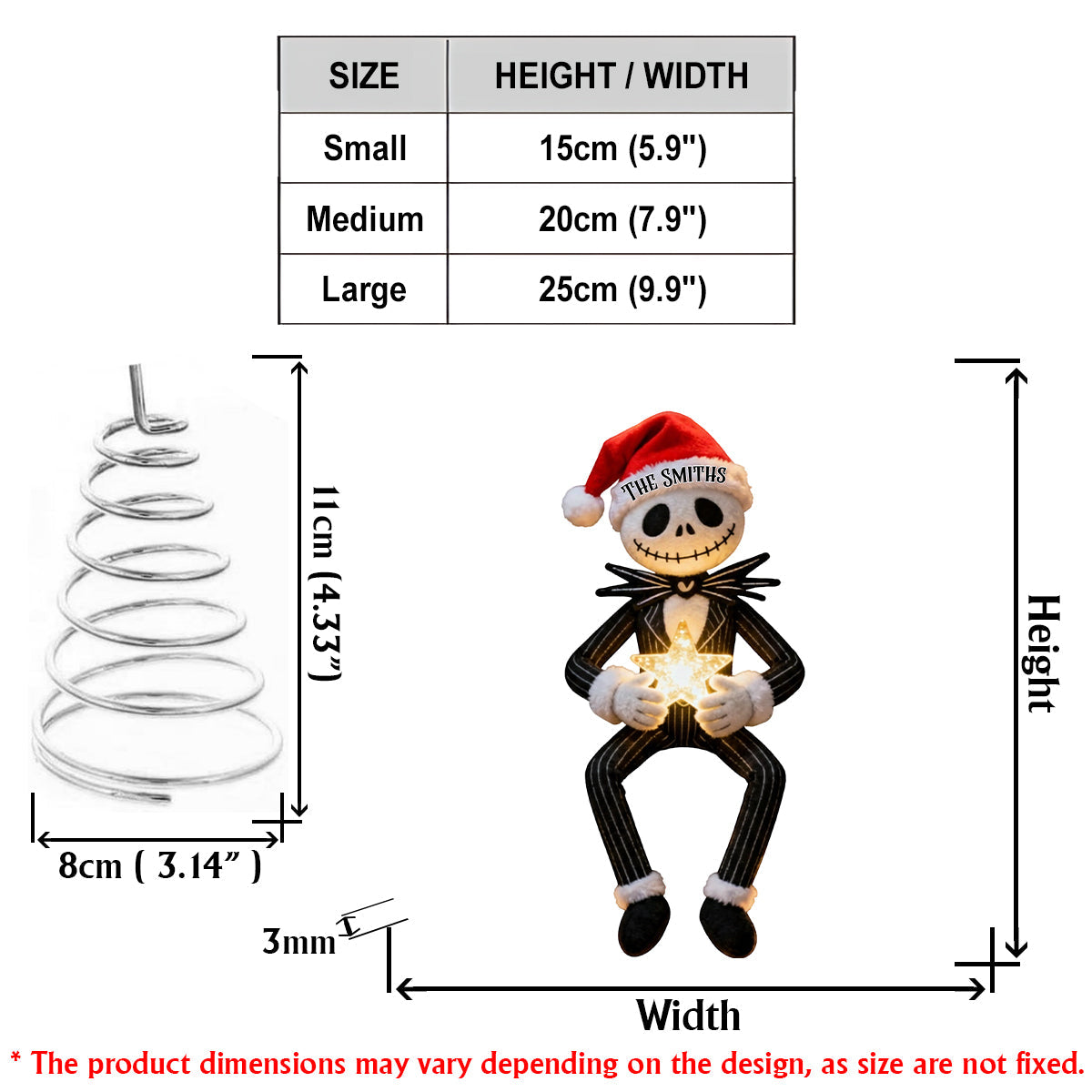 Personalized Nightmare Before Christmas LED Tree Topper for Holiday Decor LED Light Tree Topper GradoCreations