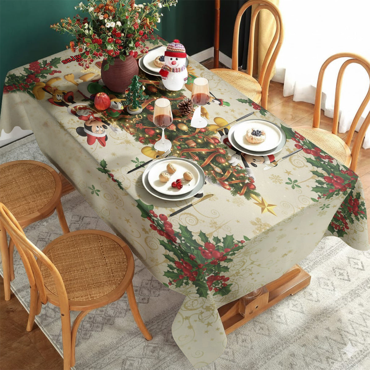 Personalized Mouse Tablecloth Cover for Family Gatherings Table Cloth Cover GradoCreations
