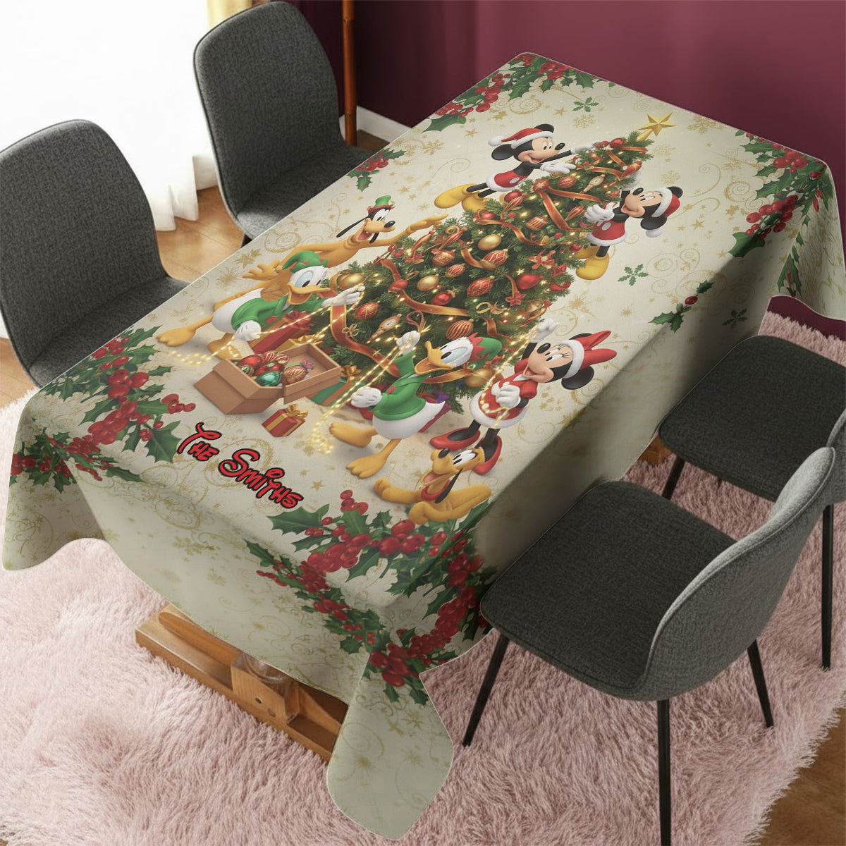 Personalized Mouse Tablecloth Cover for Family Gatherings Table Cloth Cover GradoCreations