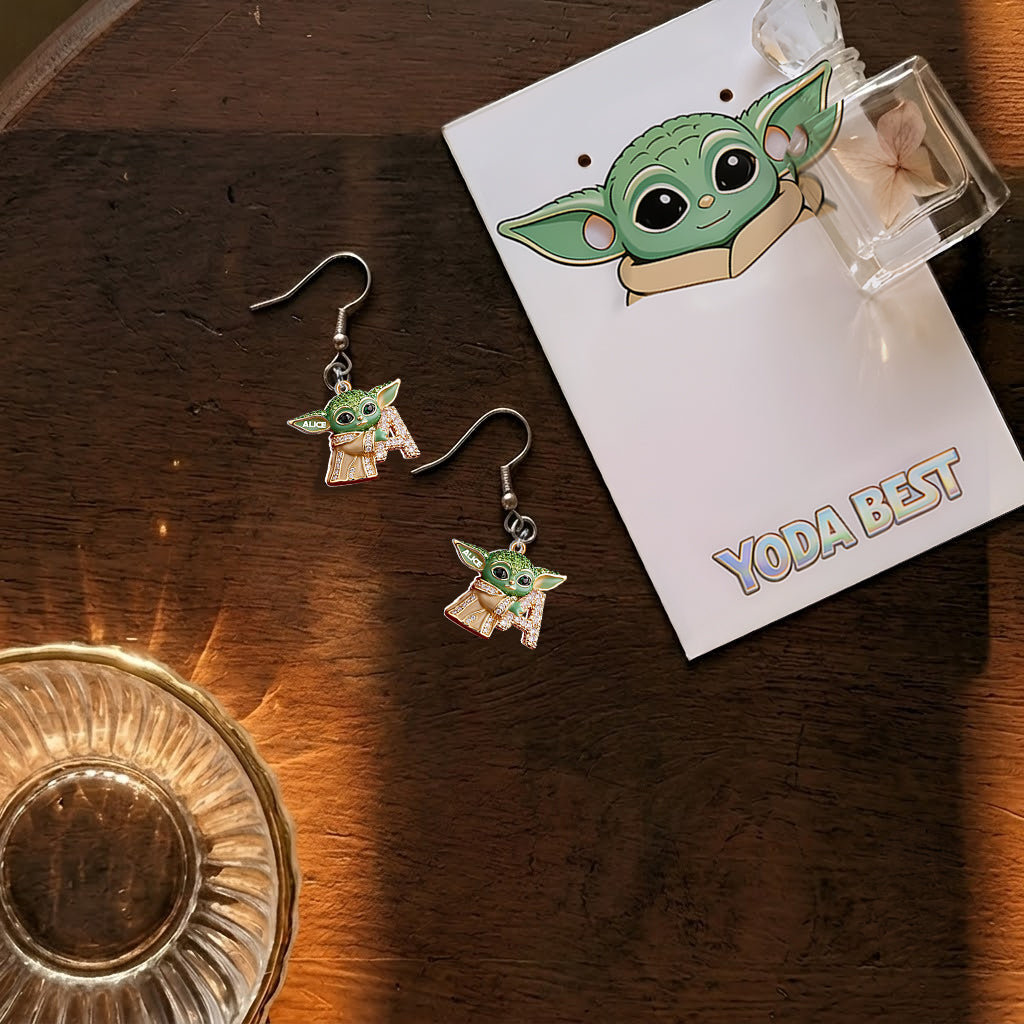 Personalized Green Alien Earrings with Display Card for Kids Earrings With Card GradoCreations