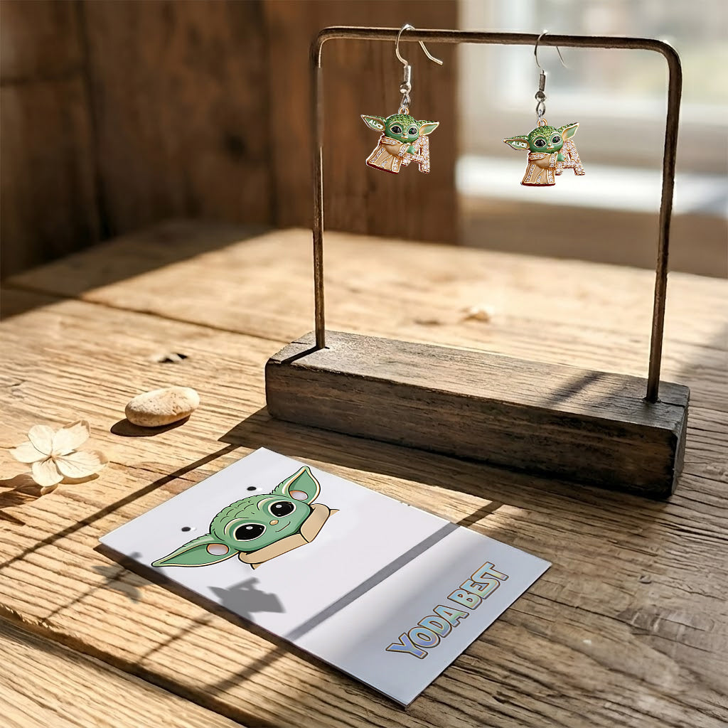 Personalized Green Alien Earrings with Display Card for Kids Earrings With Card GradoCreations