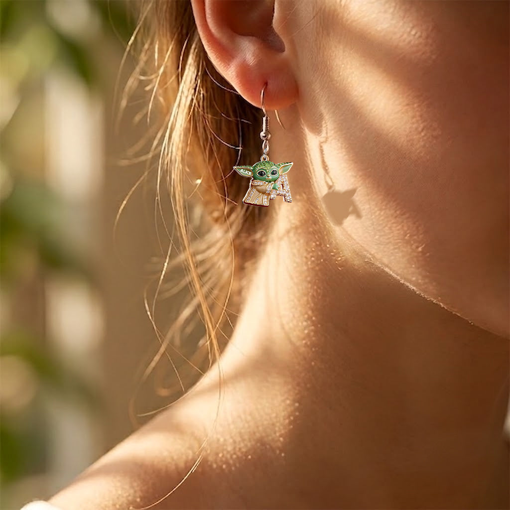 Personalized Green Alien Earrings with Display Card for Kids Earrings With Card GradoCreations