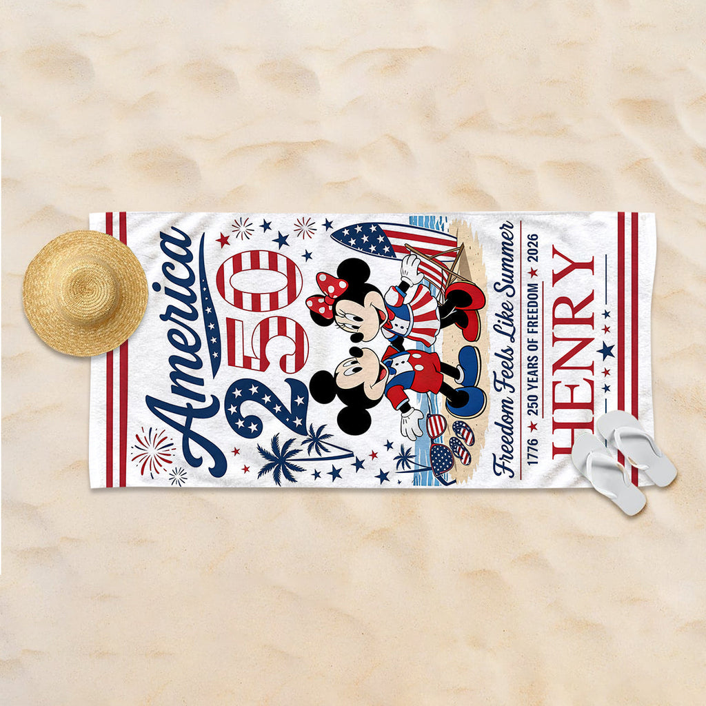 Personalized Quick-Dry Beach Towel with Mickey & Minnie for Kids Beach Towel GradoCreations