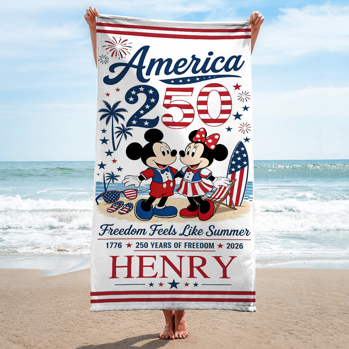 Personalized Quick-Dry Beach Towel with Mickey & Minnie for Kids Beach Towel GradoCreations