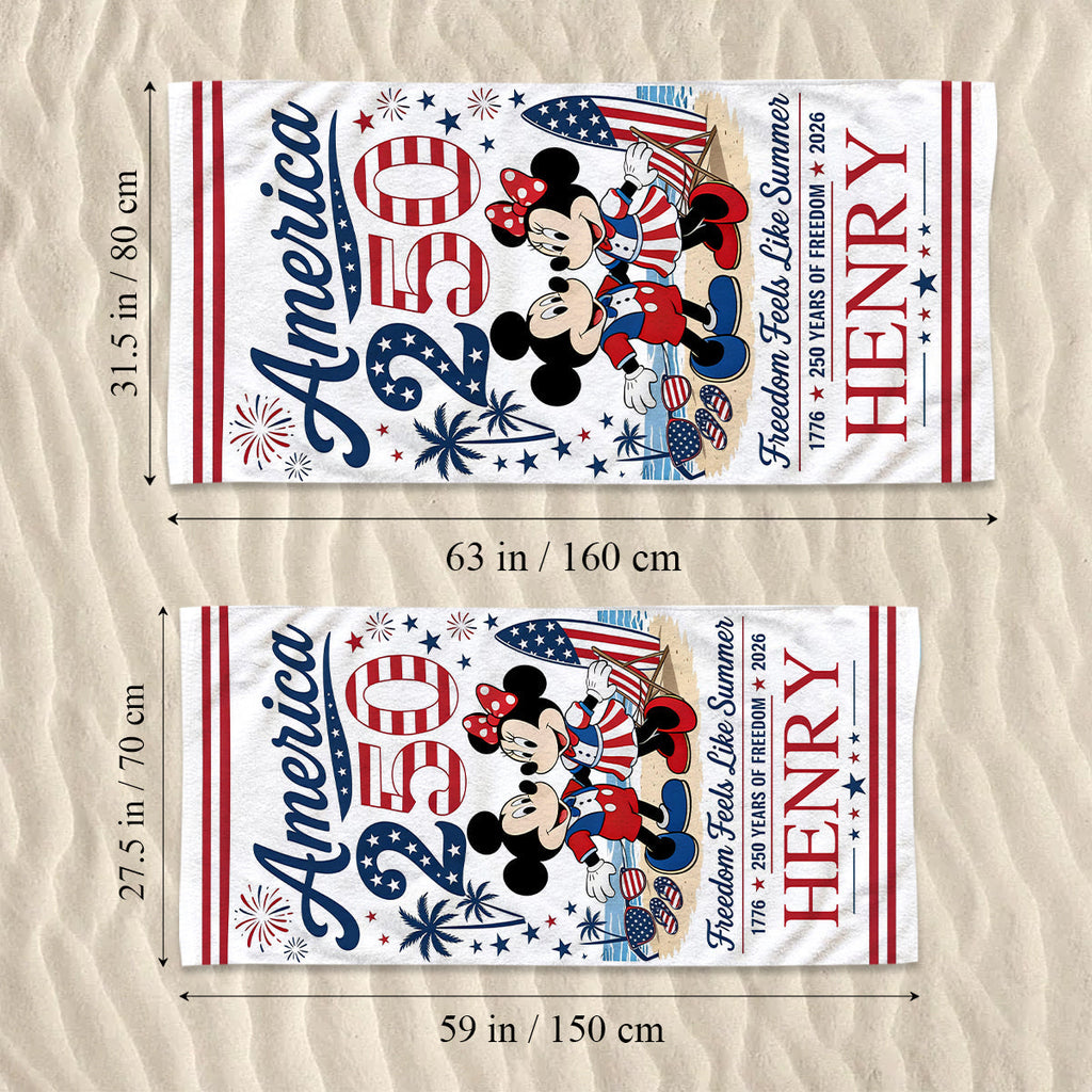 Personalized Quick-Dry Beach Towel with Mickey & Minnie for Kids Beach Towel GradoCreations