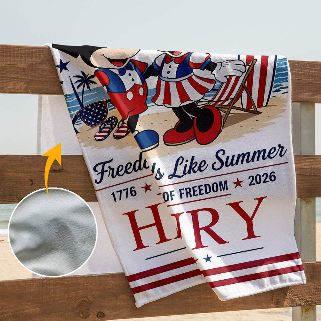 Personalized Quick-Dry Beach Towel with Mickey & Minnie for Kids Beach Towel GradoCreations