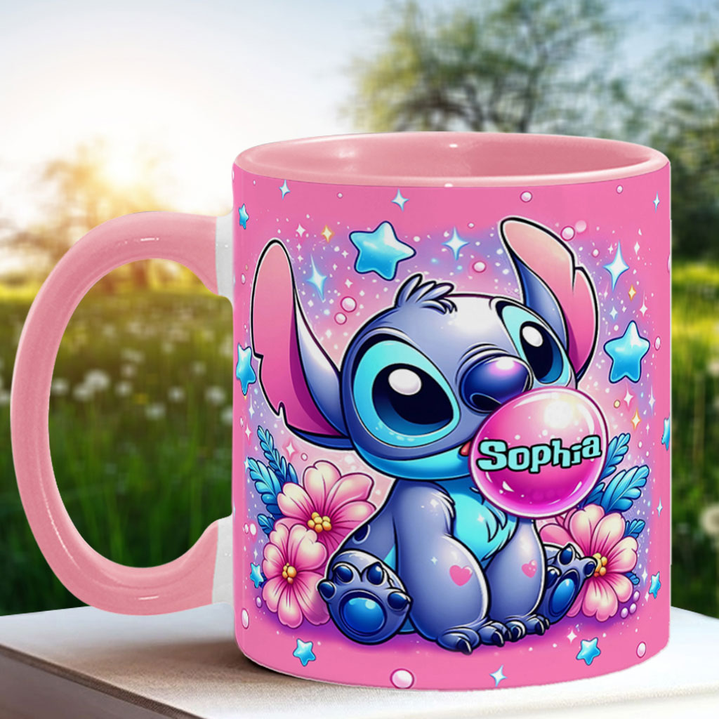 Personalized Pink Accent Mug Custom Name Gift for Birthday Accent Mug GradoCreations