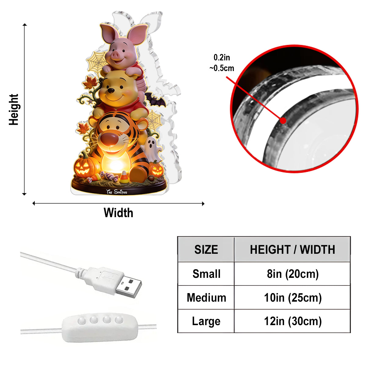Personalized Acrylic LED Night Light for Kids Halloween Gift Acrylic LED Night Light GradoCreations