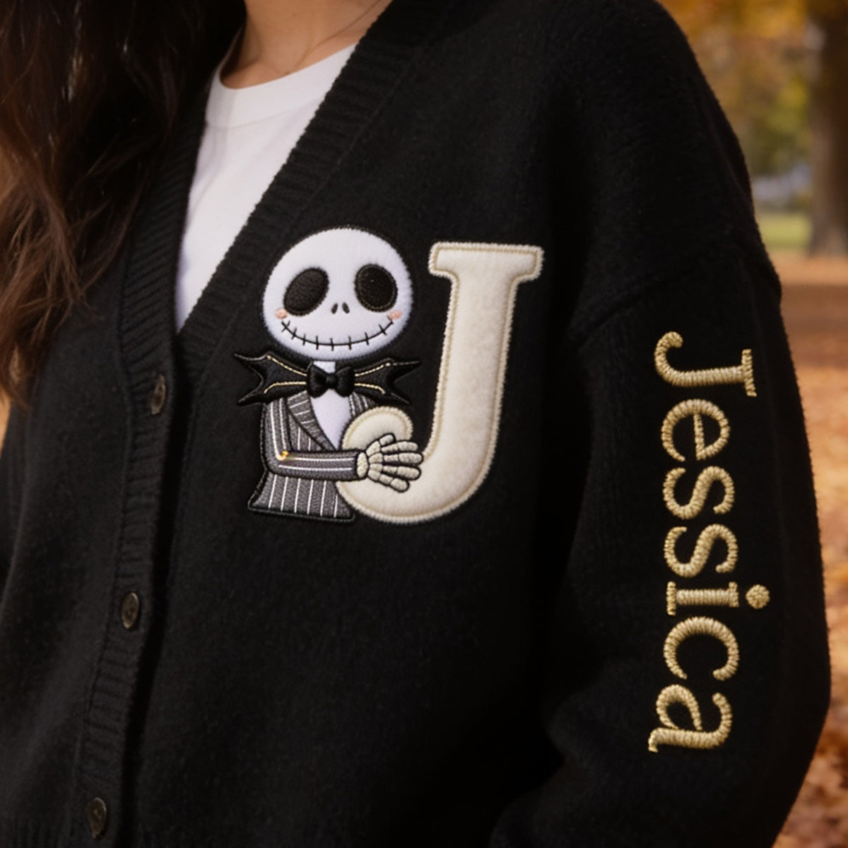 Personalized Spooky Monogram Cardigan Sweater for Halloween Cardigan Sweater GradoCreations