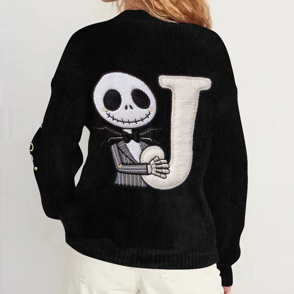 Personalized Spooky Monogram Cardigan Sweater for Halloween Cardigan Sweater GradoCreations