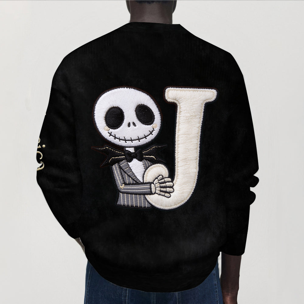 Personalized Spooky Monogram Cardigan Sweater for Halloween Cardigan Sweater GradoCreations
