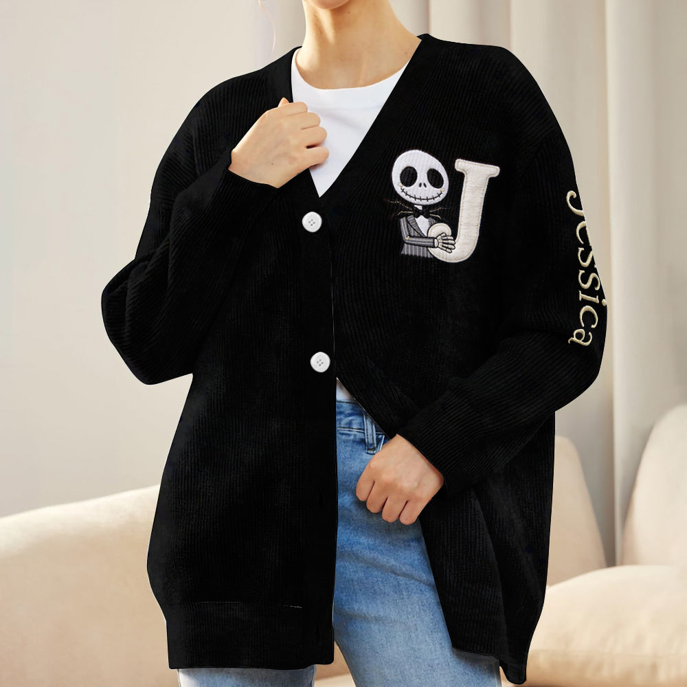 Personalized Spooky Cardigan with Custom Name for Halloween Gifts Cardigan GradoCreations