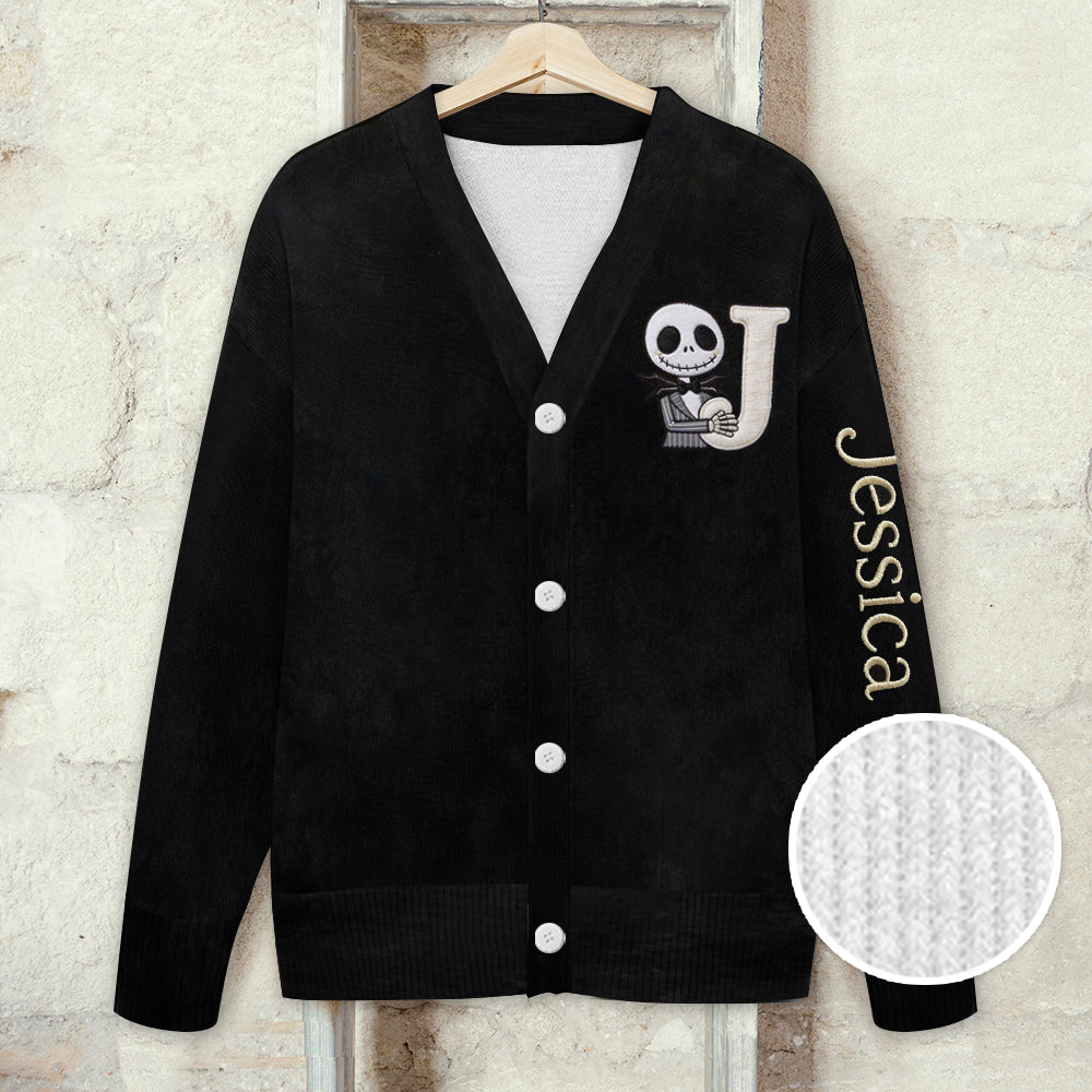 Personalized Spooky Monogram Cardigan Sweater for Halloween Cardigan Sweater GradoCreations