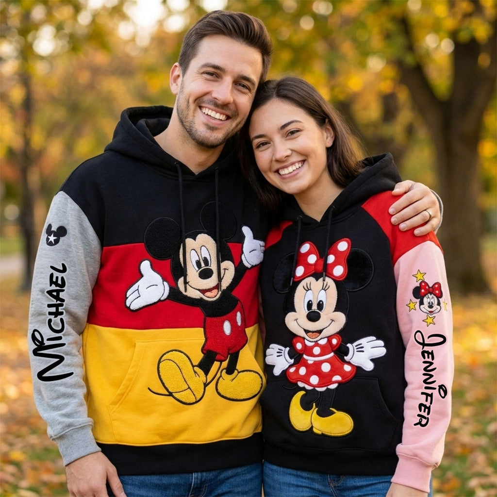 Personalized Mickey and Minnie Mouse Hoodie & Leggings Set for Couples Hoodie & Leggings GradoCreations