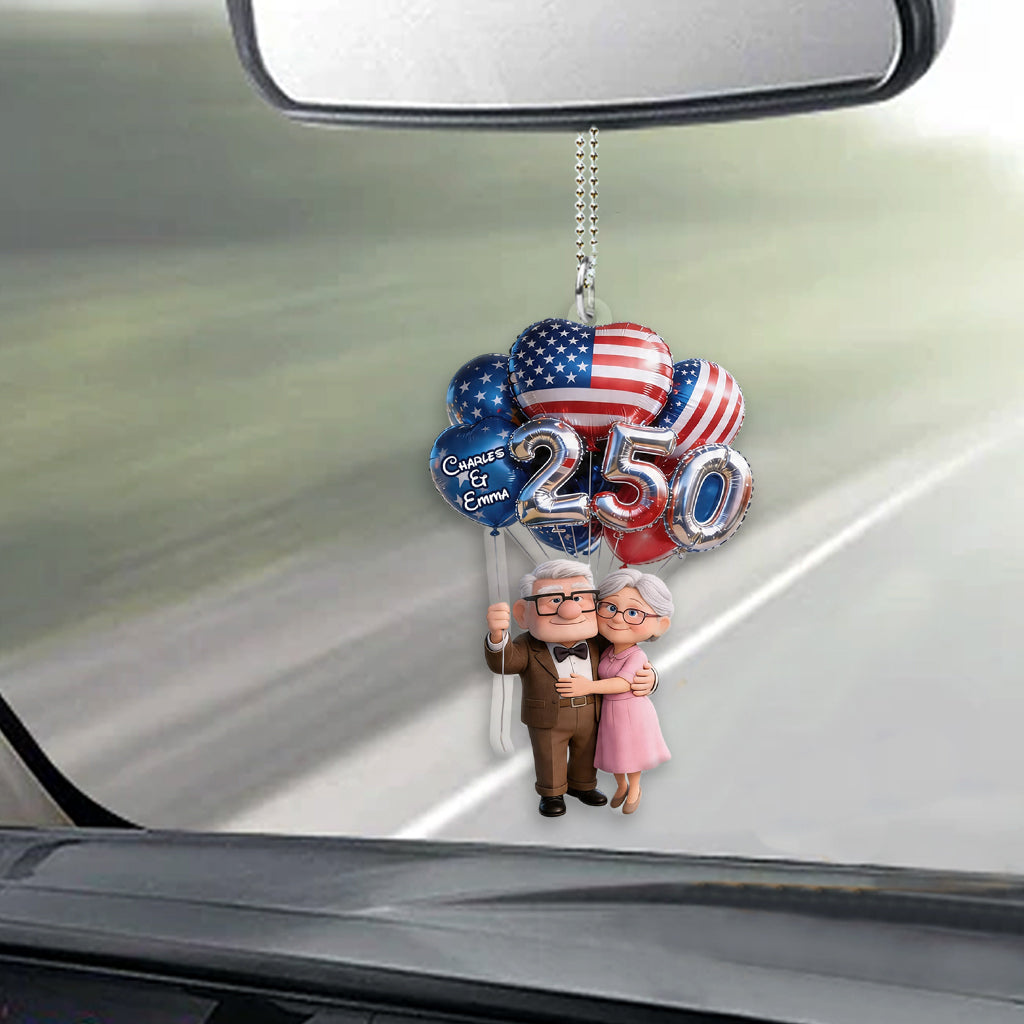 Personalized Up Movie Couple Car Ornament with Balloons Gift for Grandparents Car Ornament GradoCreations