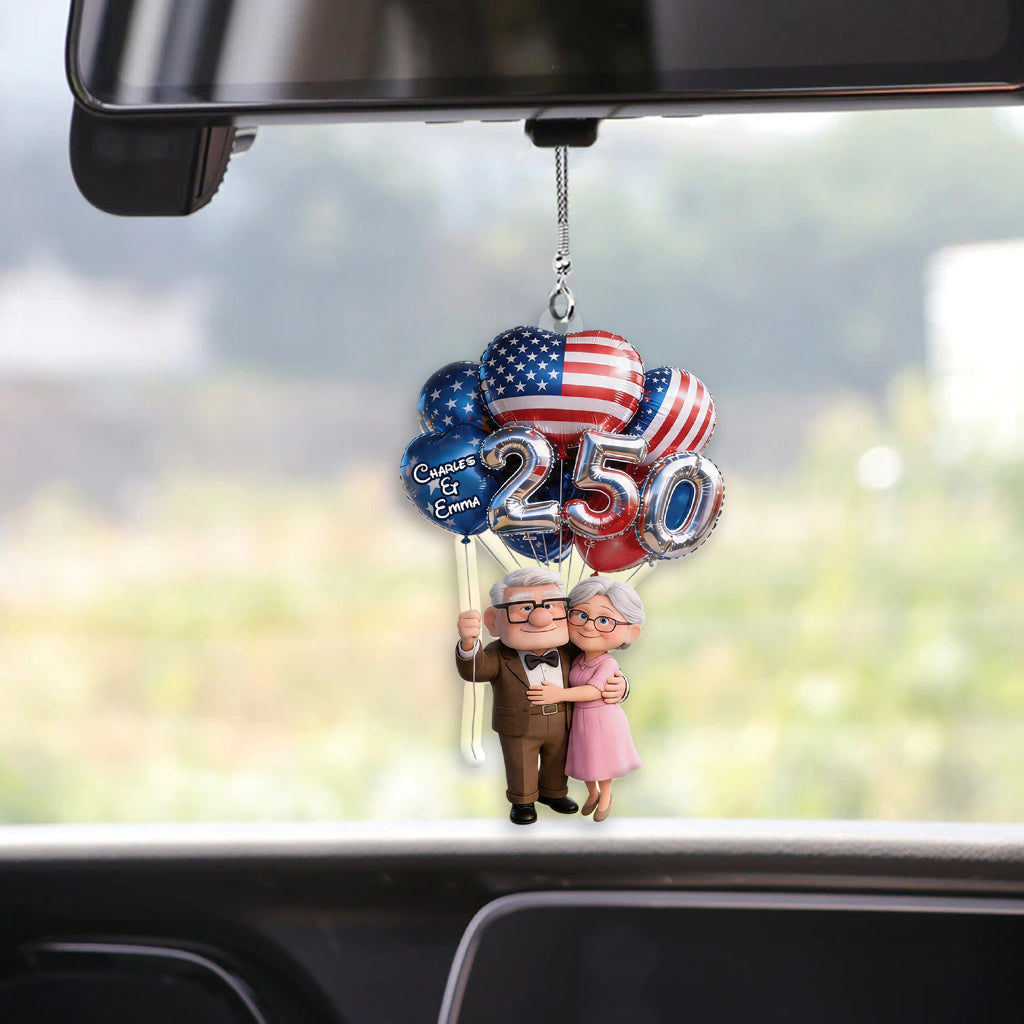 Personalized Up Movie Couple Car Ornament with Balloons Gift for Grandparents Car Ornament GradoCreations