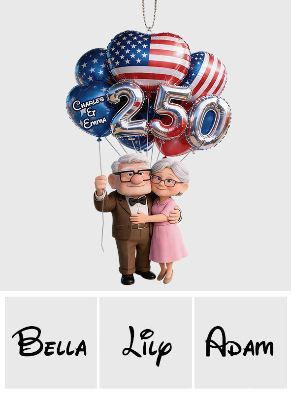 Personalized Up Movie Couple Car Ornament with Balloons Gift for Grandparents Car Ornament GradoCreations