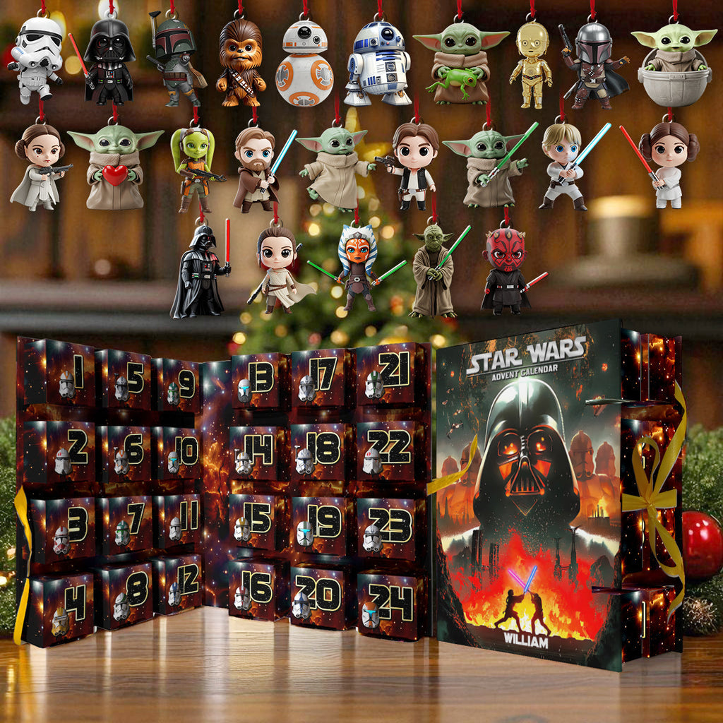 Personalized Star Wars Advent Calendar with Ornaments for Kids Folded Advent Calendar With Ornaments GradoCreations