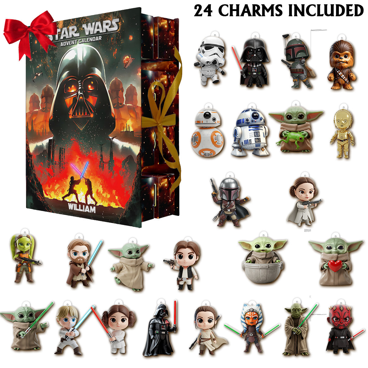 Personalized Star Wars Advent Calendar with Ornaments for Kids Folded Advent Calendar With Ornaments GradoCreations