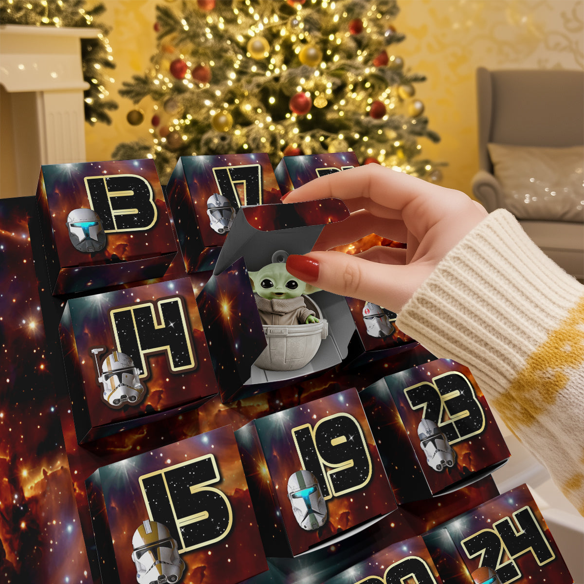 Personalized Star Wars Advent Calendar with Ornaments for Kids Folded Advent Calendar With Ornaments GradoCreations