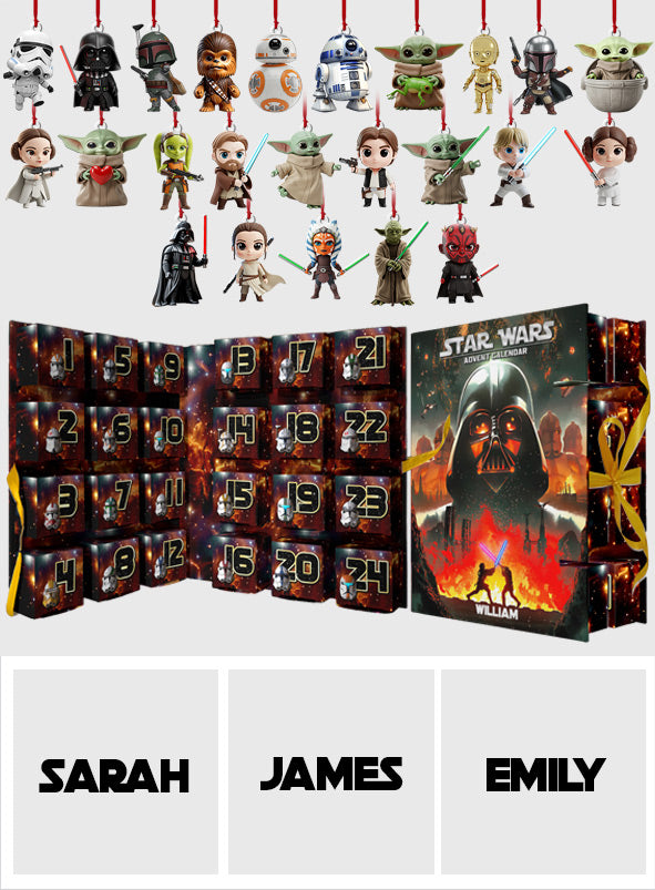 Personalized Star Wars Advent Calendar with Ornaments for Kids Folded Advent Calendar With Ornaments GradoCreations
