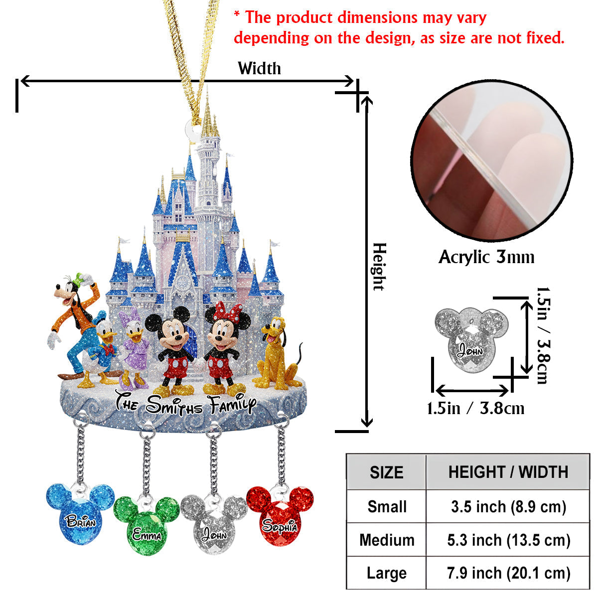 Personalized Disney Family Mouse Ornament with Custom Charms Ornament With Charm GradoCreations